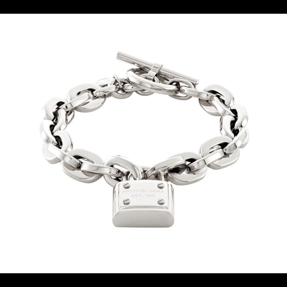 Michael Kors silver padlock chain link bracelet